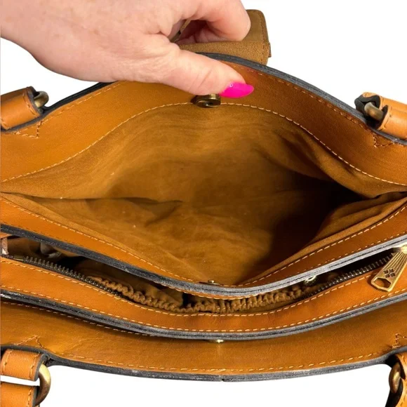 Patricia Nash Tan Leather Satchel Bag Butter Smooth Staple Western - Picture 8 of 14